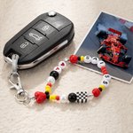 Personalised Handmade F1 Racing Driver Monogram Number Keychain with Beads Racing Events Birthday Gift for Racing Lover