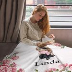 Personalized Birth Flower Cartoon Character Soft Blanket with Name Home Decor Birthday Christmas Gift for Family Friends