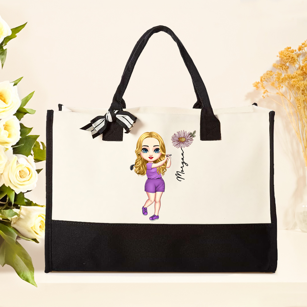 Personalizzato Carino Cartoon Cavallo e Cowboy Ragazza Borsa di tela con nome Cavallo da corsa