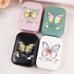Personalisierte Aquarell Schmetterling floralen Schmuck-Box mit Namen und LED dreifarbig einstellbar Make-up-Spiegel Reise Essentials Geburtstag Gesch