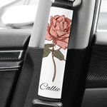 Personalized Birth Flower Soft Seat Belt Cover with Name 2 Pcs Vehicle Accessories Birthday Gift for Family Friend