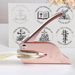 Personalized Religion Cross Flowers Book Embosser Hand Held Embosser Embossing Stamp with Name Birthday Gift for Bookworm Christian