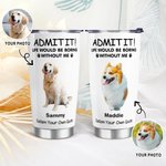 Personalized Life Would Be Boring Without Me 1-4 Pet Photos Names 20oz Insulated Tumbler with Lid and Straw Birthday Gift for Pet Owners