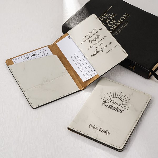 Personalized LDS Temple Recommend and Temple Ordinance Leather Holder with Name and Quote Baptism Worship Christmas Gift for Latter-day Saints