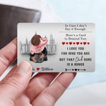 Personalized Hugging Cartoon Characters Wallet Card with Names Anniversary Valentine's Day Gift for Couple