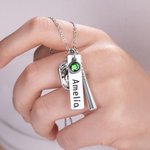 Personalized Birthstone Softball Baseball Bat Glove Necklace with Engraved Name Game Day Team Birthday Gift for Sports Lover