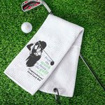 Serviette de sport gaufrée en microfibre à séchage rapide personnalisée avec texte Cadeau de retraite pour les amateurs de golf