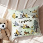 Personalized Classic Winnie the Pooh Soft Throw Pillow Cover with Name Birthday Baby Shower Gift for Newborn Boys Girls