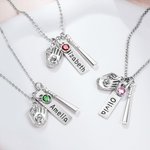 Personalized Birthstone Softball Baseball Bat Glove Necklace with Engraved Name Game Day Team Birthday Gift for Sports Lover