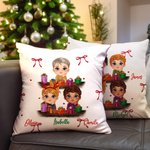 Gepersonaliseerde schattige cartoon rendier Elf meisje jongen ontvangen geschenkdoos boog gooi kussenhoes met naam Home Decor kerstcadeau voor familie
