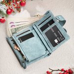 Personalisierte Dreifach Geldbörse mit Mürrischem Cartoon-Tier Namen Karteninhaber Reißverschluss und Schlaufe Geburtstag Geschenk für Damen Mädchen