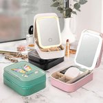 Personalisierte Aquarell Schmetterling floralen Schmuck-Box mit Namen und LED dreifarbig einstellbar Make-up-Spiegel Reise Essentials Geburtstag Gesch