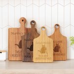 Personalized Engraved Cat Murder Vegetable Wooden Bamboo Reversible Charcuterie Cutting Board with Grip Housewarming Birthday Gift for Cat Lovers