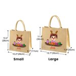 Personalized Cute Cartoon Reindeer Elf Girl Boy Receiving Gift Box Jute Tote Bag with Name Christmas Party Birthday Gift for Kids
