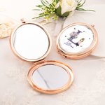 Personalized Birth Flower Cartoon Character Pocket Makeup Mirror with Name and Initial Birthday Bridesmaid Gift for Women Girls