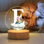 Luz nocturna personalizada con estrella de fantasía nube y animales del bosque base de madera regalo ideal para cumpleaños de niños