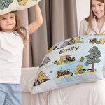 Personalized Classic Winnie the Pooh Soft Throw Pillow Cover with Name Birthday Baby Shower Gift for Newborn Boys Girls