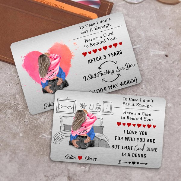 Personalized Hugging Cartoon Characters Wallet Card with Names Anniversary Valentine's Day Gift for Couple