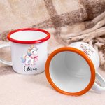 Personalizada Multicolor Arco Iris Fantasía Unicornio 12oz Esmalte Taza con Nombre Regalo de Cumpleaños para Niños Familia