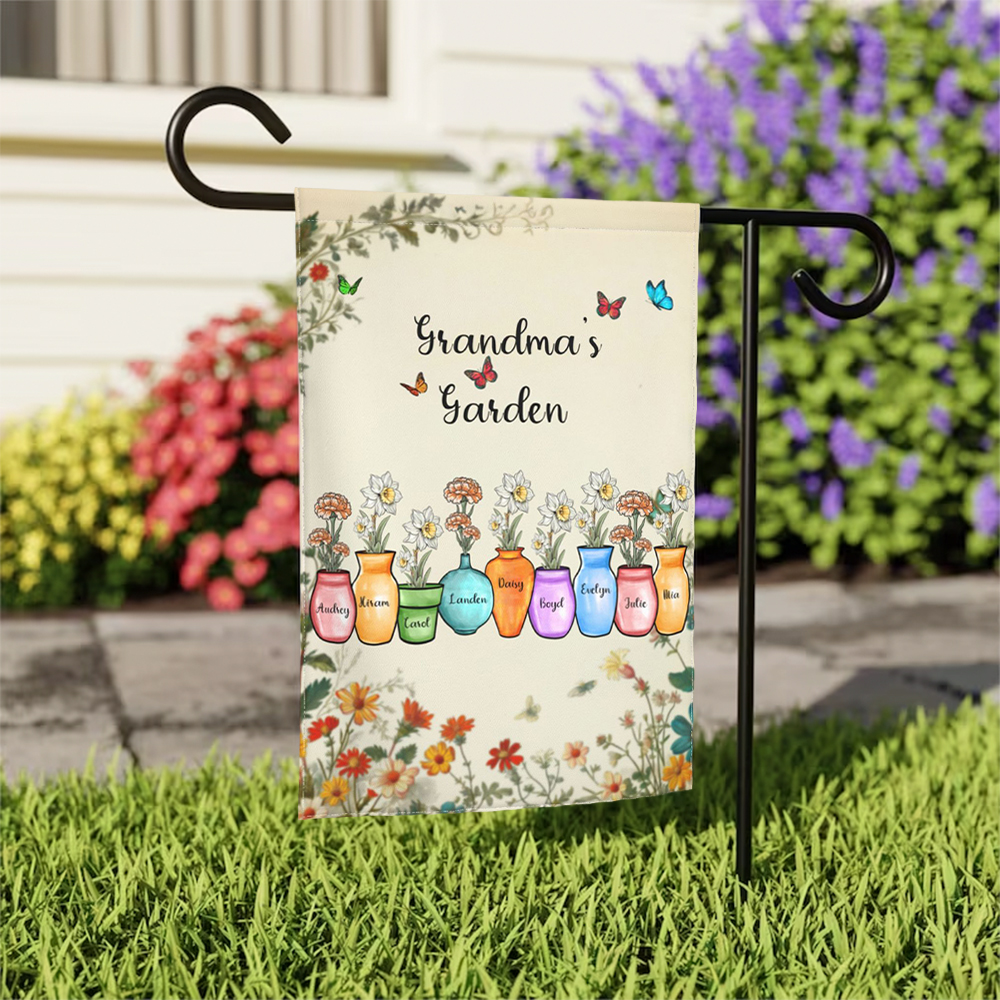 Drapeau de jardin personnalisé 1-10 naissance de la mère de la grand-mère avec nom Décoration extérieure de la cour du porche Anniversaire pendaison de crémaillère Cadeau de vacances pour la famille