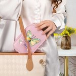 Personalisierte Aquarell Schmetterling floralen Schmuck-Box mit Namen und LED dreifarbig einstellbar Make-up-Spiegel Reise Essentials Geburtstag Gesch