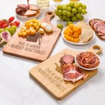 Personalized Engraved Cat Murder Vegetable Wooden Bamboo Reversible Charcuterie Cutting Board with Grip Housewarming Birthday Gift for Cat Lovers