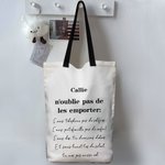 Sac de Grande Capacité Personnalisé avec Nom et Texte Sac à Épaule en Toile Réutilisable Cadeau Anniversaire Voyage Courses pour Femme