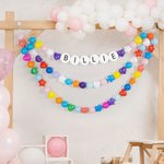 Henkilökohtainen Monivärinen Star Heart Ocean Ball Giant Friendship Rannekoru Banner nimi Home Wall Decor DIY tarvikkeet Syntymäpäivä Party lahja ystä