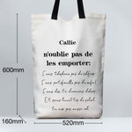Sac de Grande Capacité Personnalisé avec Nom et Texte Sac à Épaule en Toile Réutilisable Cadeau Anniversaire Voyage Courses pour Femme