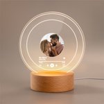 Personalized Music Album Cover Photo LED Night Light with Wooden Base Anniversary Valentine's Day Gift for Couple