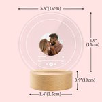 Personalized Music Album Cover Photo LED Night Light with Wooden Base Anniversary Valentine's Day Gift for Couple