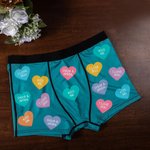 Personalized Colorful Love Hearts Face Photo Men's Boxer Brief Underwear with Text Funny Valentine's Day Birthday Gift for Husband Boyfriend