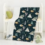 Personalized Cute Cartoon Sleeping Dragon Soft Baby Security Blanket with Dotted Backing and Embroidery Name Baby Shower Birthday Gift for Boys Girls