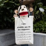 Sac de Grande Capacité Personnalisé avec Nom et Texte Sac à Épaule en Toile Réutilisable Cadeau Anniversaire Voyage Courses pour Femme