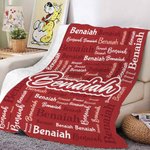 Personalized Multicolor Name Word Cloud Soft Throw Blanket Home Decor Birthday Gift for Family Kids