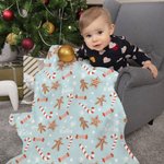 Personalizzato Gingerbread Cookie Candy Cane Coperta morbida con nome Home Decor Regalo di Natale per bambino Famiglia Amico