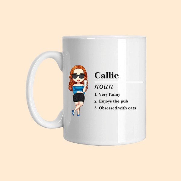 Personalized Cartoon Character Name Definition 11oz 15oz Ceramic Coffee Mug with Text Birthday Gift for Men Women