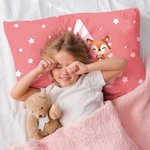 Housse de Coussin Personnalisée avec Initiale Nom et Motif d'Animal Style Nuages Étoiles Cadeau Fête des Mères pour Nouvelle Maman Enfant