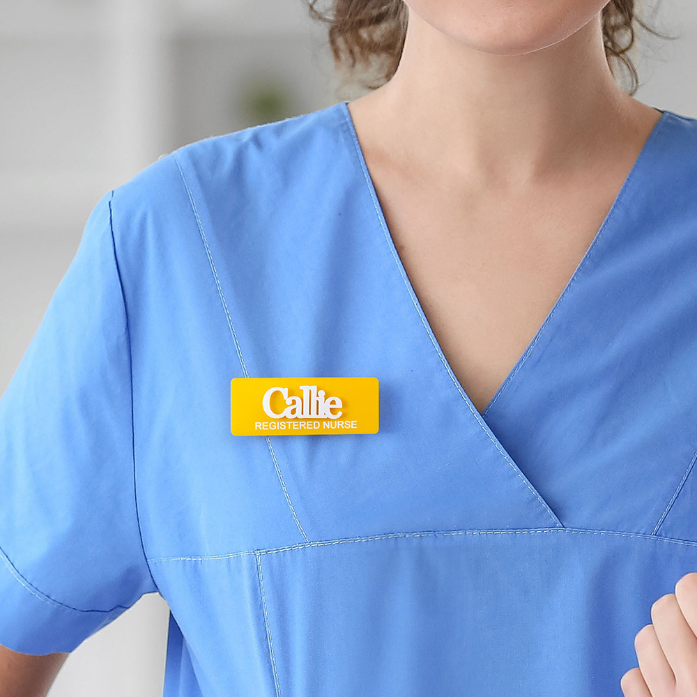 Badge magnétique en acrylique multicolore personnalisé avec nom en 3D Cadeau d'anniversaire pour personnel médical Médecin Infirmière