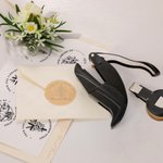 Personalized Religion Cross Flowers Black Book Hand Held Embosser Envelope Stamp with Name and Storage Bag Birthday Gift for Bookworm Christian