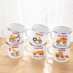 Personalised We Dig You Lorry Excavator 11oz Enamel Mug with Text Birthday Gift for Kids