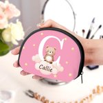 Personalized Star Cloud Initial Cute Forest Animal Zippered Mini Kid Coin Purse Pouch with Name Multicolor Available Birthday Gift for Boys Girls