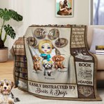 Henkilökohtainen Tassu Kirjahylly Sarjakuvahahmo Dog Design Pehmeä heittopeitto nimellä Home Decor Syntymäpäivälahja lemmikkieläinten ystäville