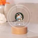 Personalized Music Album Cover Photo LED Night Light with Wooden Base Anniversary Valentine's Day Gift for Couple