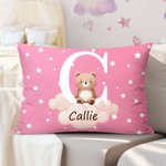 Housse de Coussin Personnalisée avec Initiale Nom et Motif d'Animal Style Nuages Étoiles Cadeau Fête des Mères pour Nouvelle Maman Enfant