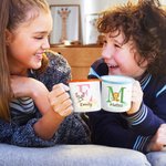 Personalized Cartoon Cute Forest Animal Themed 350ml Enamel Mug with Name Birthday Gift for Boys Girls