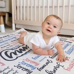 Personalized Multicolor Name Word Cloud Soft Throw Blanket Home Decor Birthday Gift for Family Kids