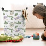 Cesto portabiancheria pieghevole personalizzato con nome e maniglia Regalo di compleanno e festa per bambini.