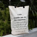 Sac de Grande Capacité Personnalisé avec Nom et Texte Sac à Épaule en Toile Réutilisable Cadeau Anniversaire Voyage Courses pour Femme