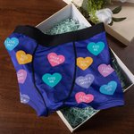 Personalized Colorful Love Hearts Face Photo Men's Boxer Brief Underwear with Text Funny Valentine's Day Birthday Gift for Husband Boyfriend
